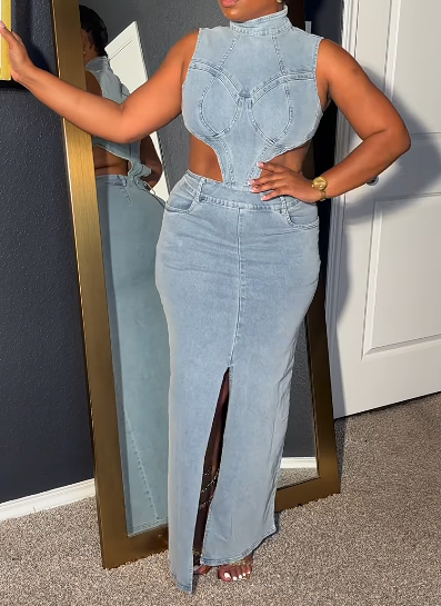 The Fab Cut-out Denim Dress
