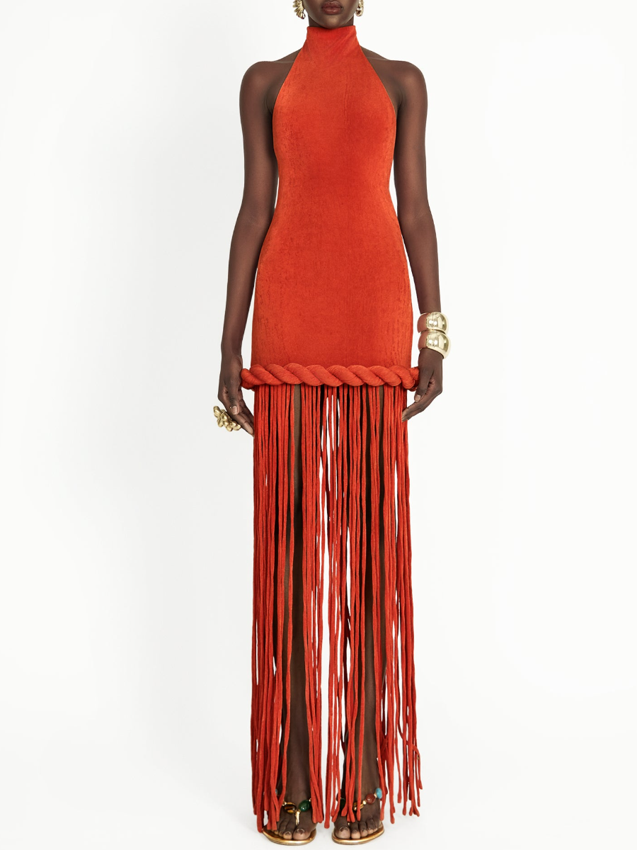 Hanged Neck Tassel Dress