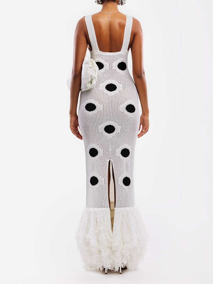 Woven Tassel-Strap Maxi Dress