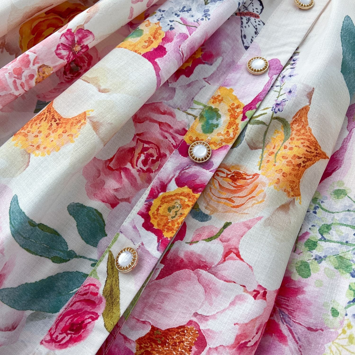 Demure Floral Midi Shirt Dress