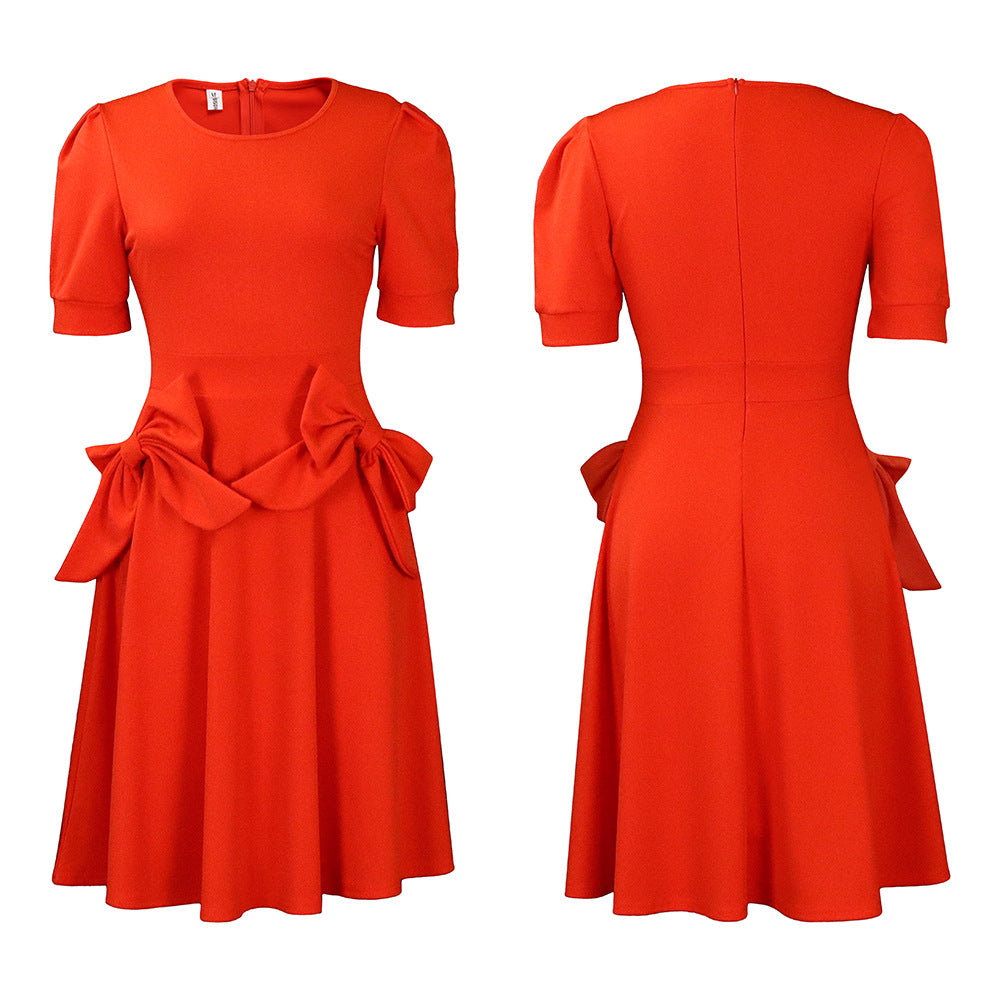 Adorable Bow Dress With Pockets