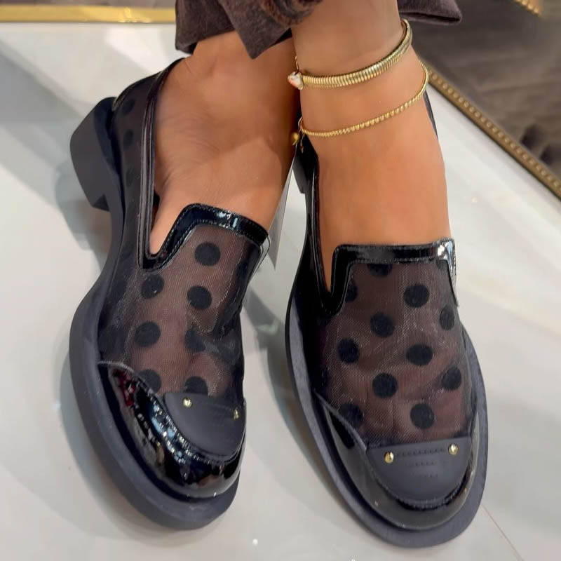 Gauze Breathable One-Step Patent Leather Sandals