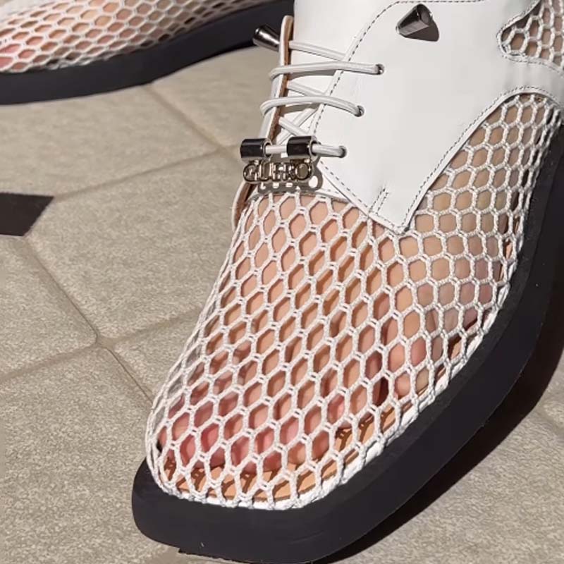 Flat Cutout Lace-Up Shoes