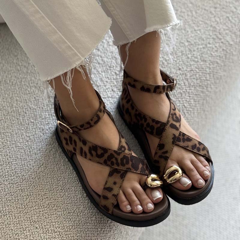 Slip-toe Sandals Flat Roman Sandals