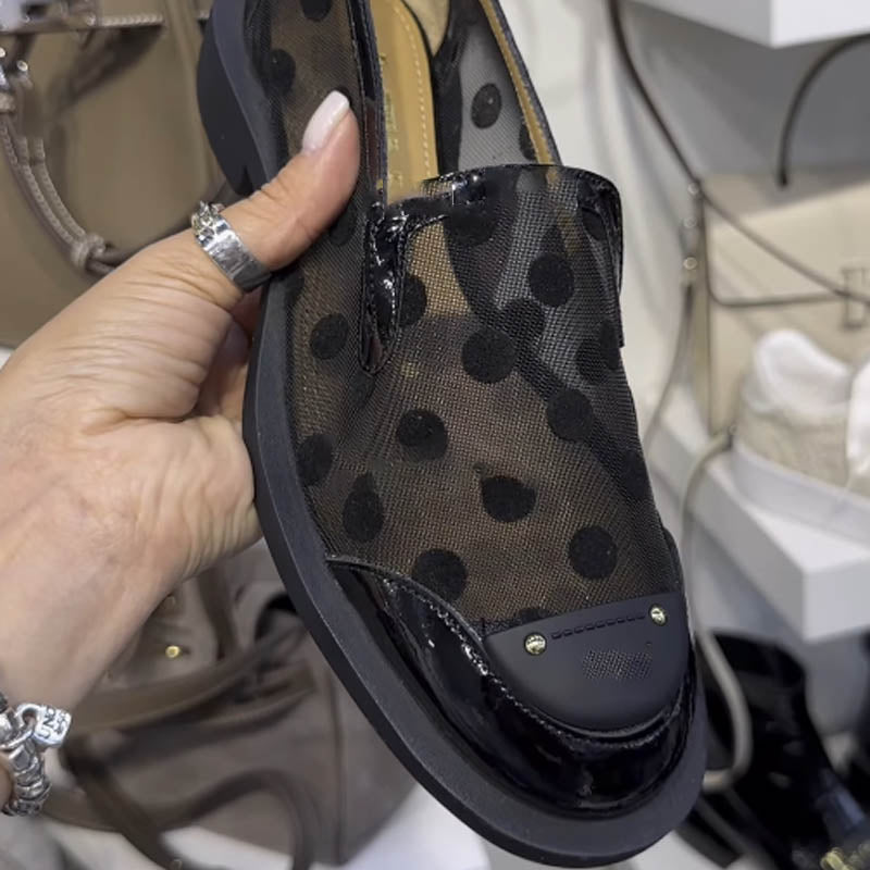 Gauze Breathable One-Step Patent Leather Sandals