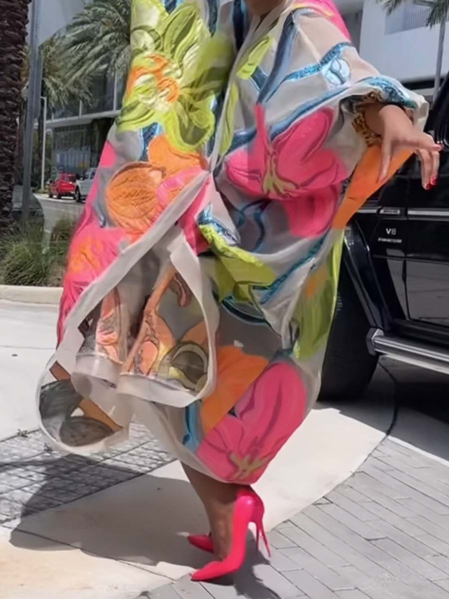 Floral Loose Cardigan Dress