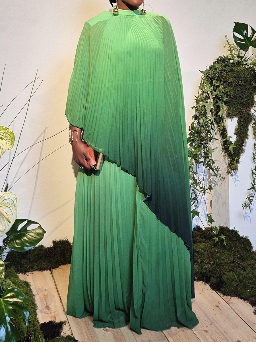 Asymmetric Hem Pleated Dress