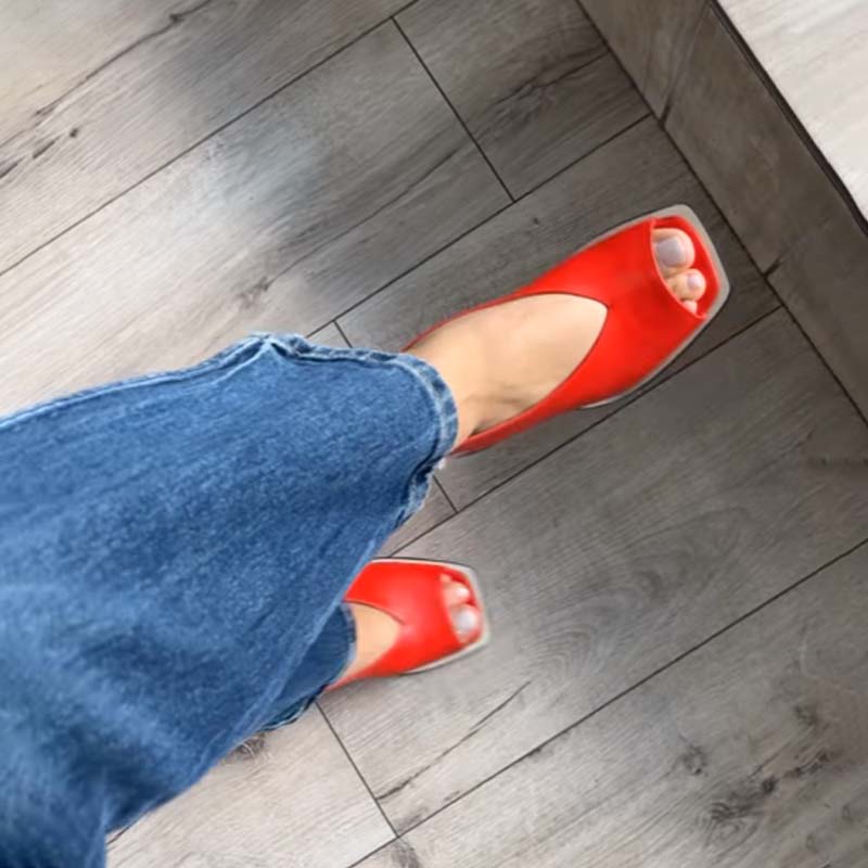 Thick Heel Fish-toe Sandals Pumps