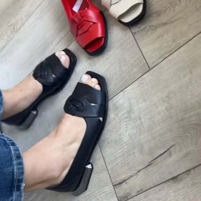 Square-toe Fishmouth Low-heel Single-layer Shoes