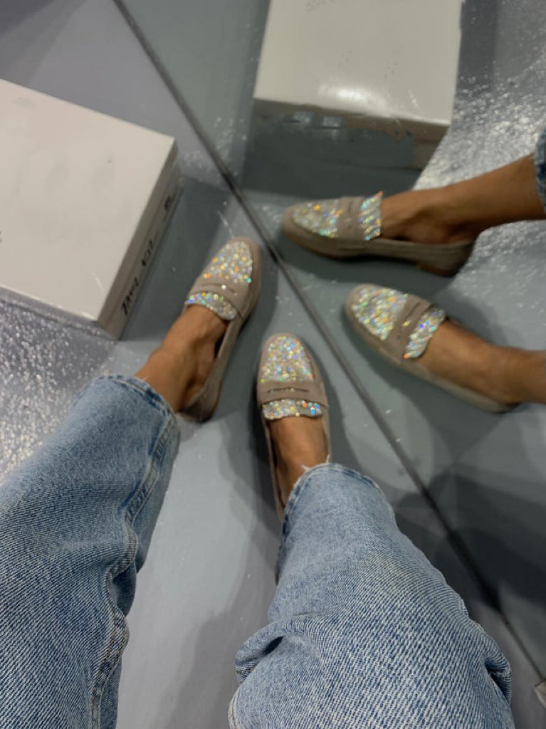 Sequined Khaki Espadrilles