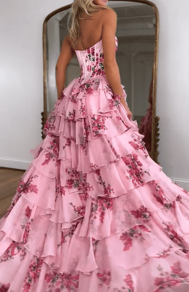 （⏰Limited Time Offer 49% OFF）Sexy Pink Floral Corset Dress