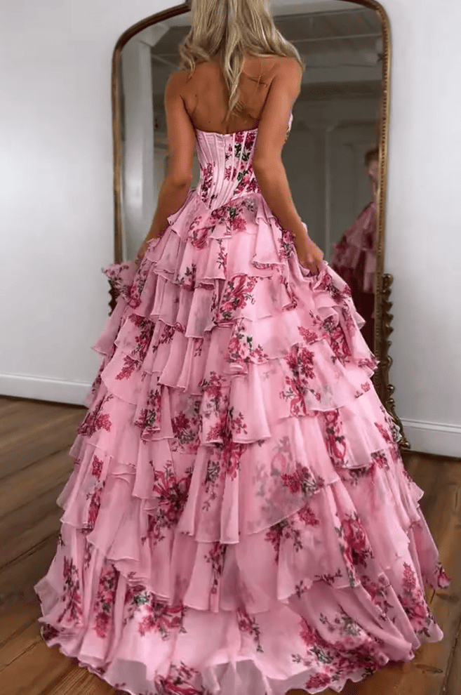 （⏰Limited Time Offer 49% OFF）Sexy Pink Floral Corset Dress