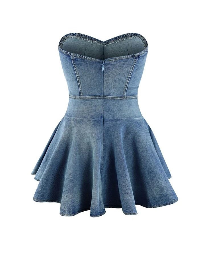Denim Balletcore Corset Mini Dress