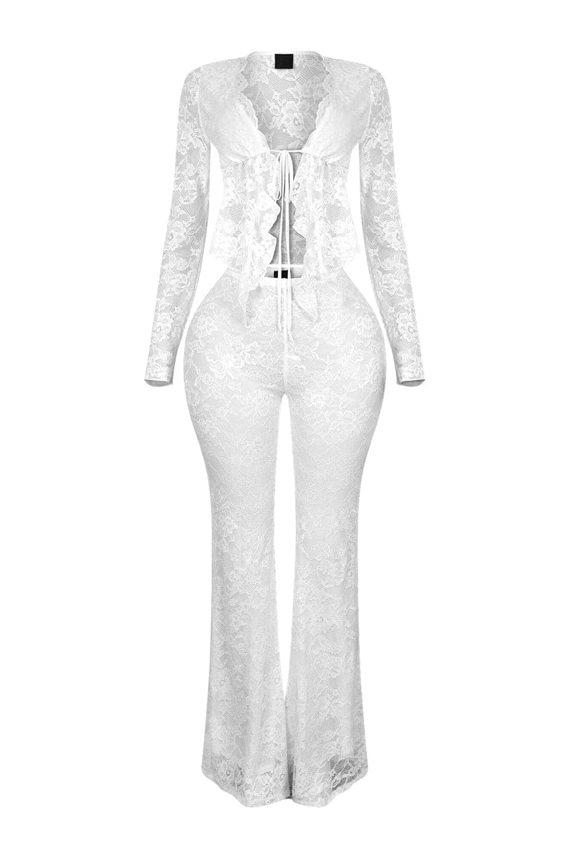 Lace Top & Wide Pants SET