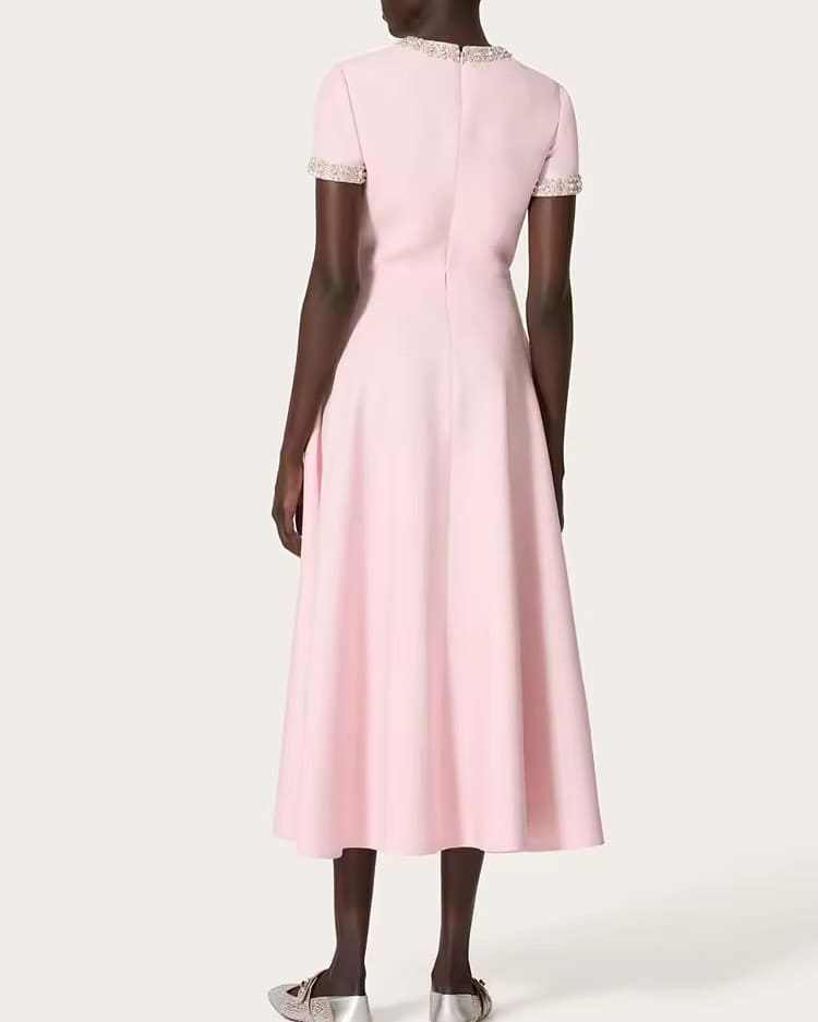 Pink Rhinestone Midi Dress