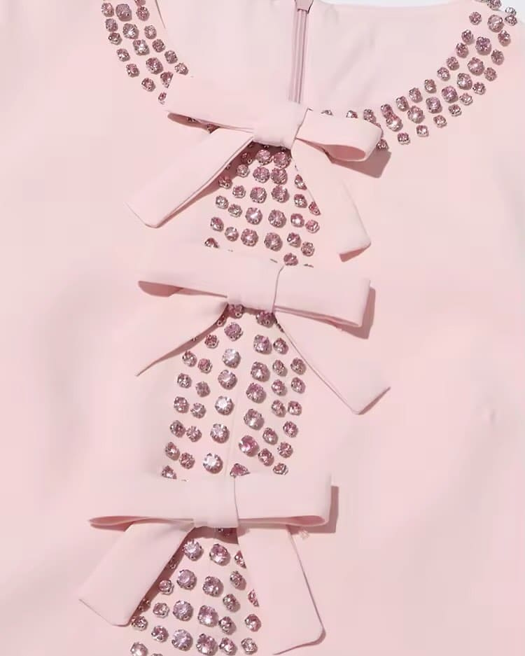 Pink Rhinestone Midi Dress