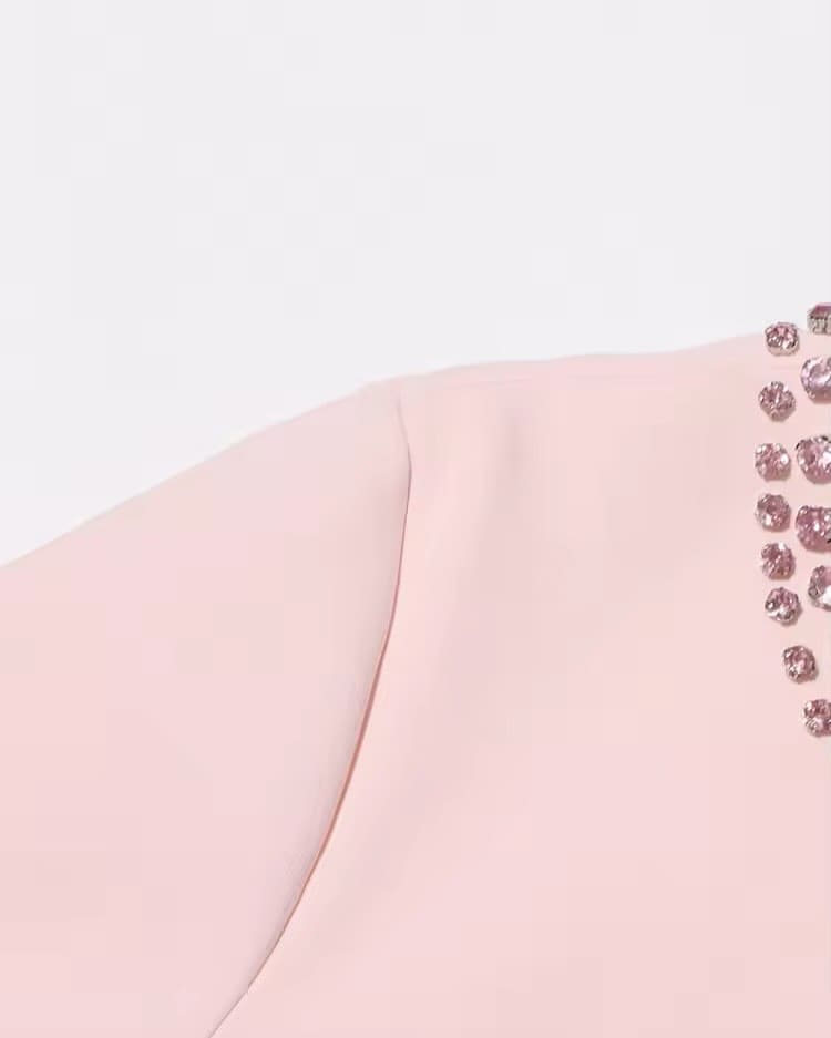Pink Rhinestone Midi Dress