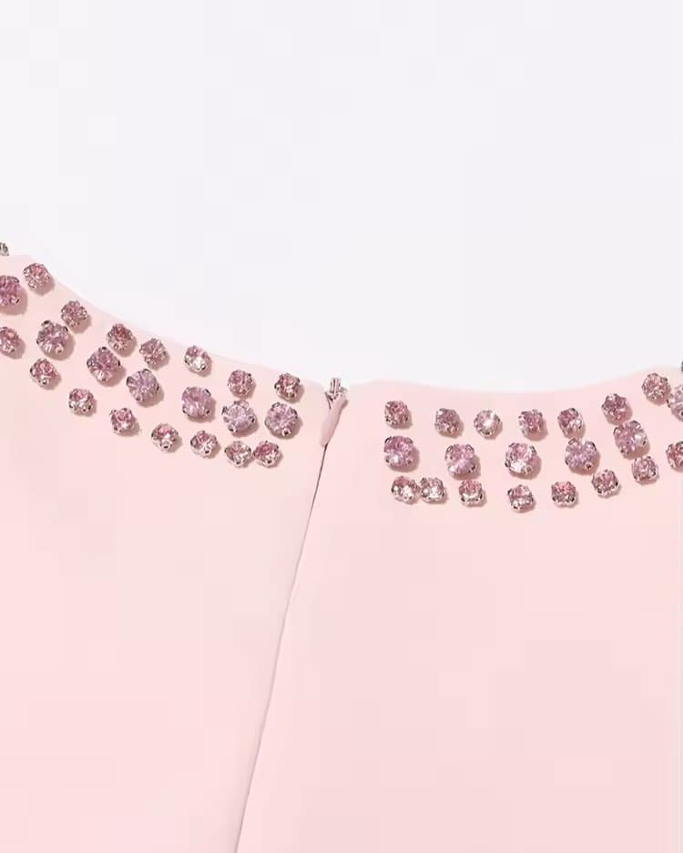 Pink Rhinestone Midi Dress
