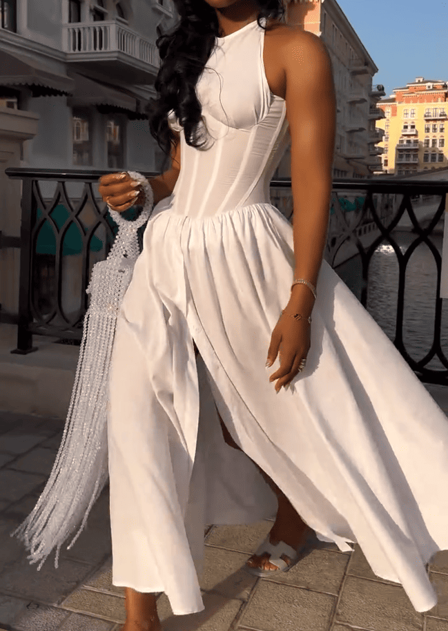 Solid A-Line Maxi Dress