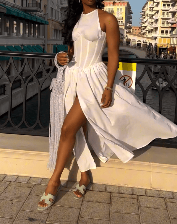 Solid A-Line Maxi Dress