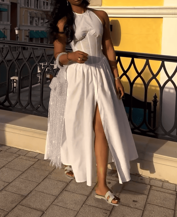 Solid A-Line Maxi Dress