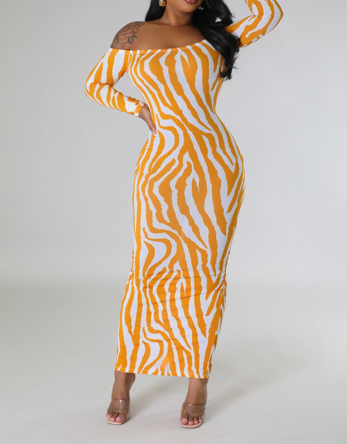 Zebra Backless Maxi Dress