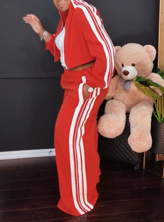 Casual sports top and pants 2pc set