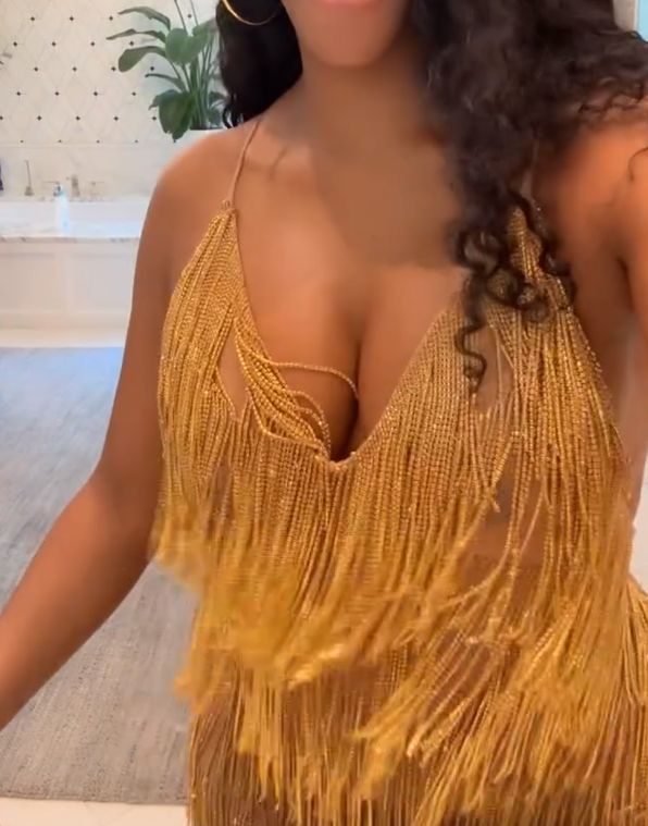 Gold Rhinestone Fringe Dress