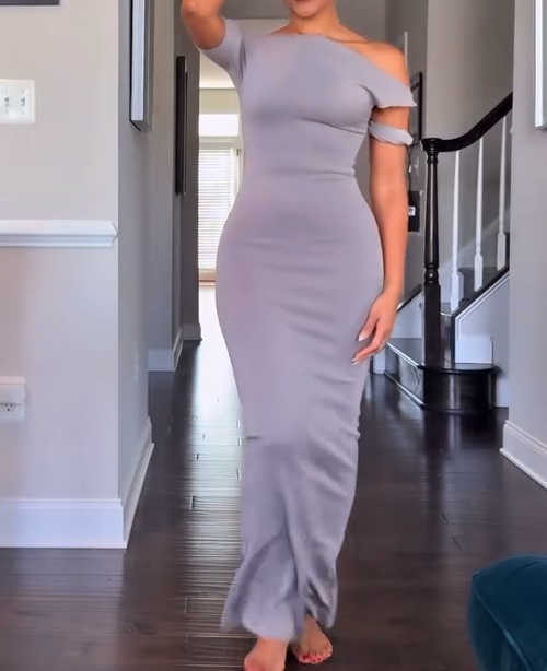 Solid Color Elegant Strapless Maxi Dress