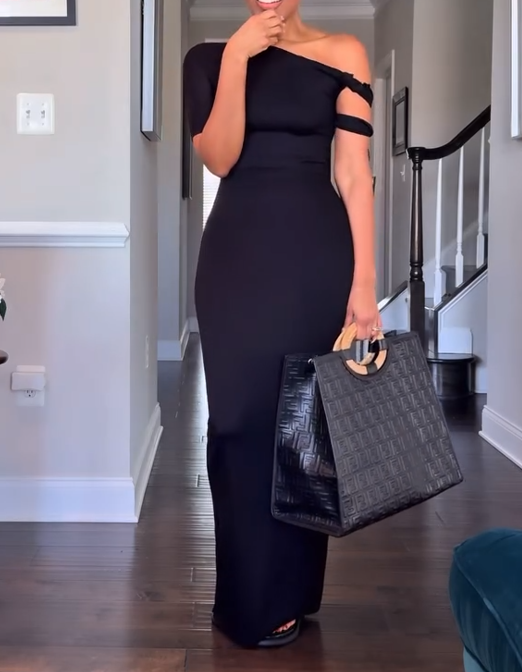 Solid Color Elegant Strapless Maxi Dress