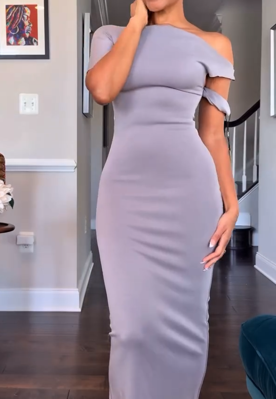 Solid Color Elegant Strapless Maxi Dress