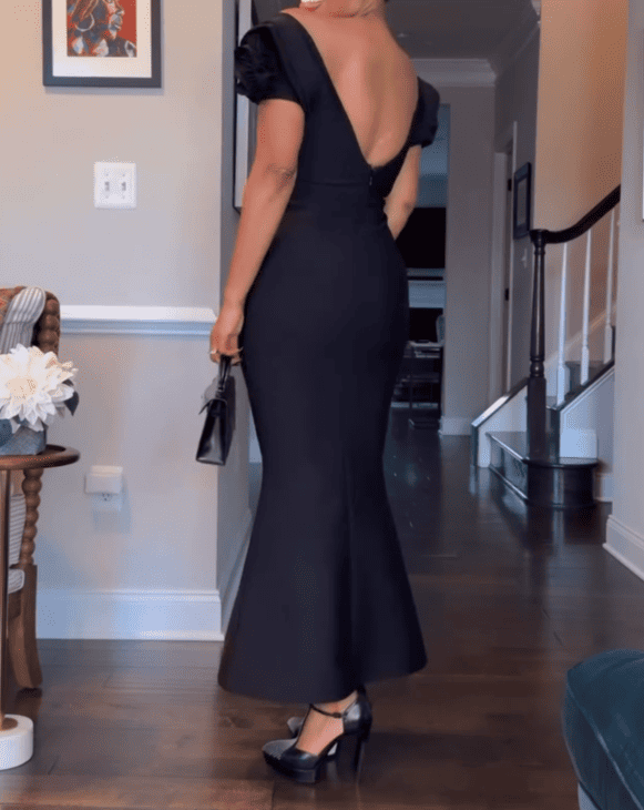 Deep-V Flowers Diamond Backless Bandage Maxi Dress