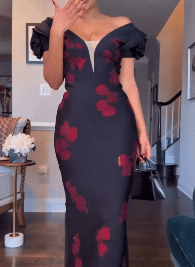 Deep-V Flowers Diamond Backless Bandage Maxi Dress