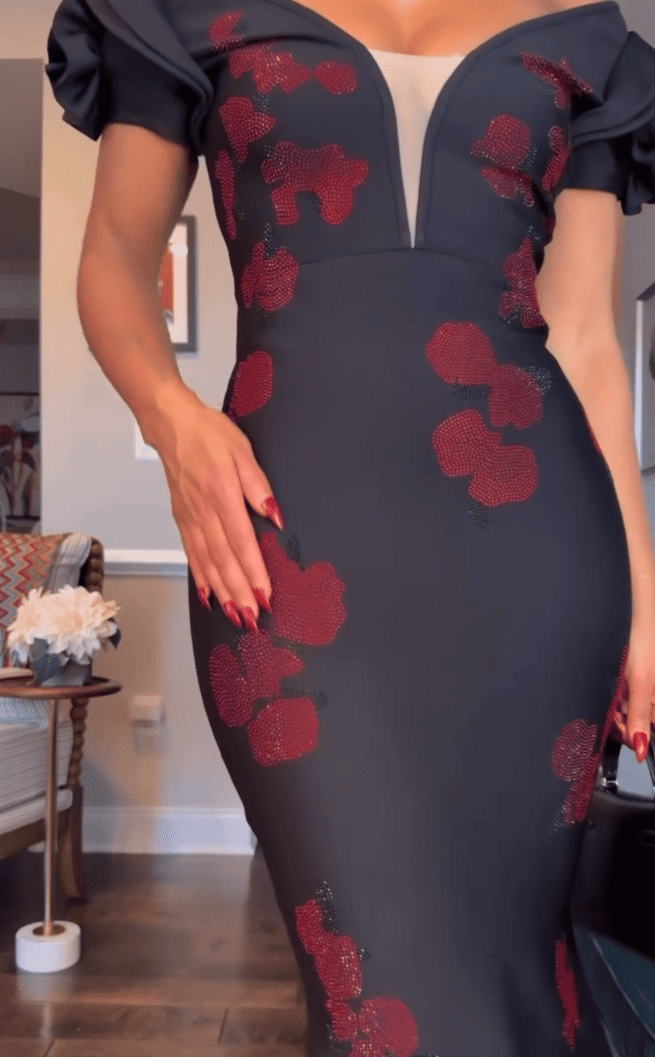 Deep-V Flowers Diamond Backless Bandage Maxi Dress