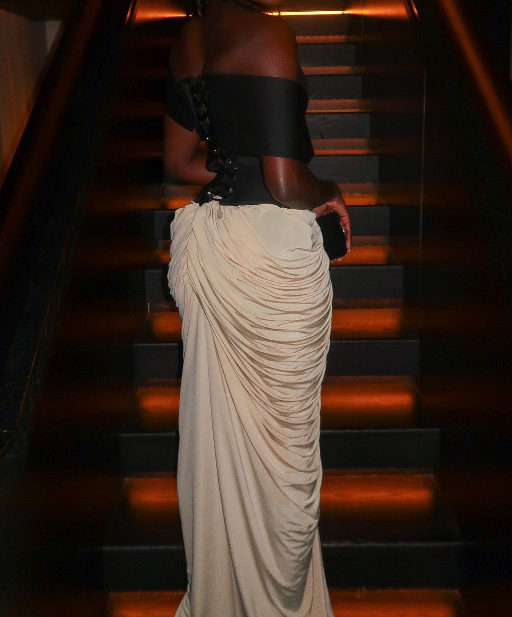 Round Neck Sleeveless Backless Side Drape Dress