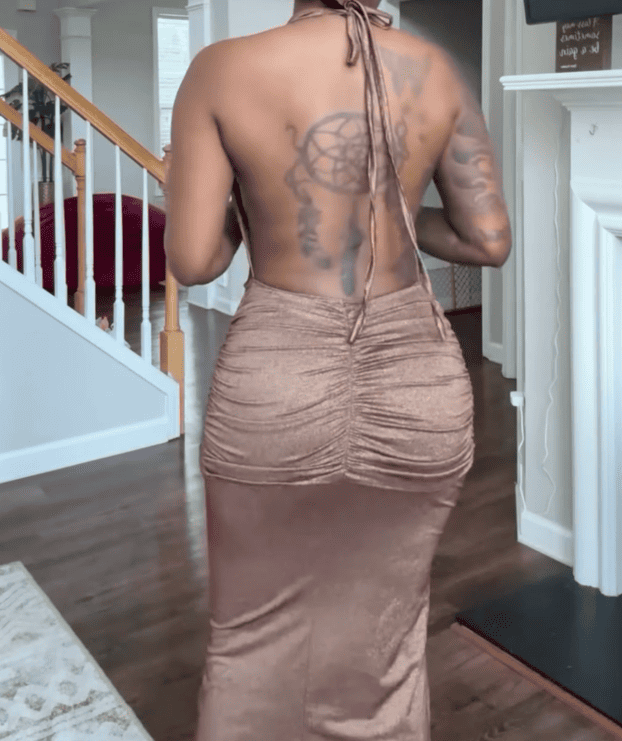 Plunge Drape Ruched Maxi Dress