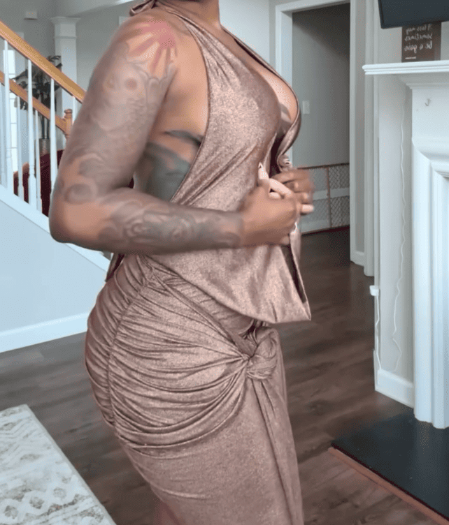 Plunge Drape Ruched Maxi Dress