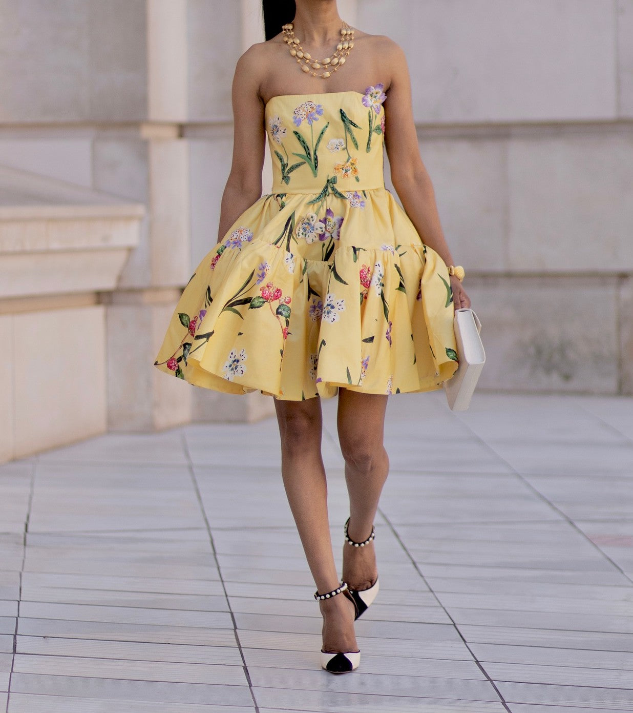 Yellow Bustier Mini Dress