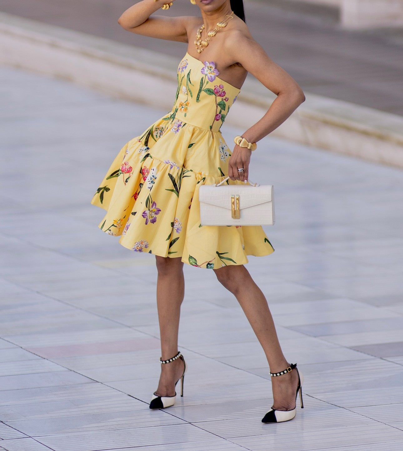 Yellow Bustier Mini Dress