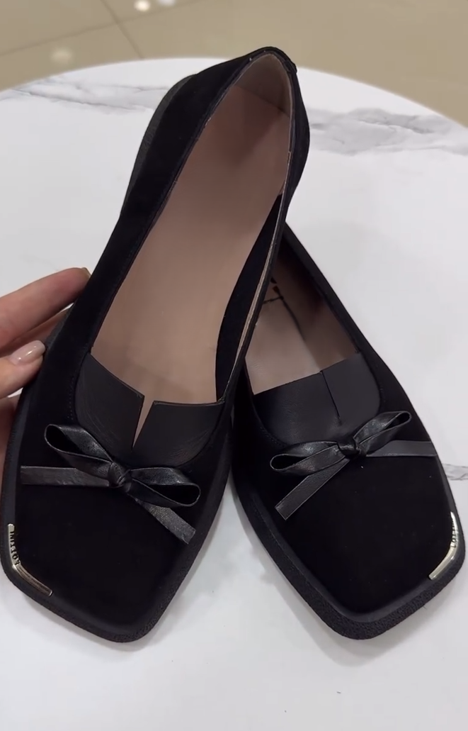 Cute Suede Bow Shoes