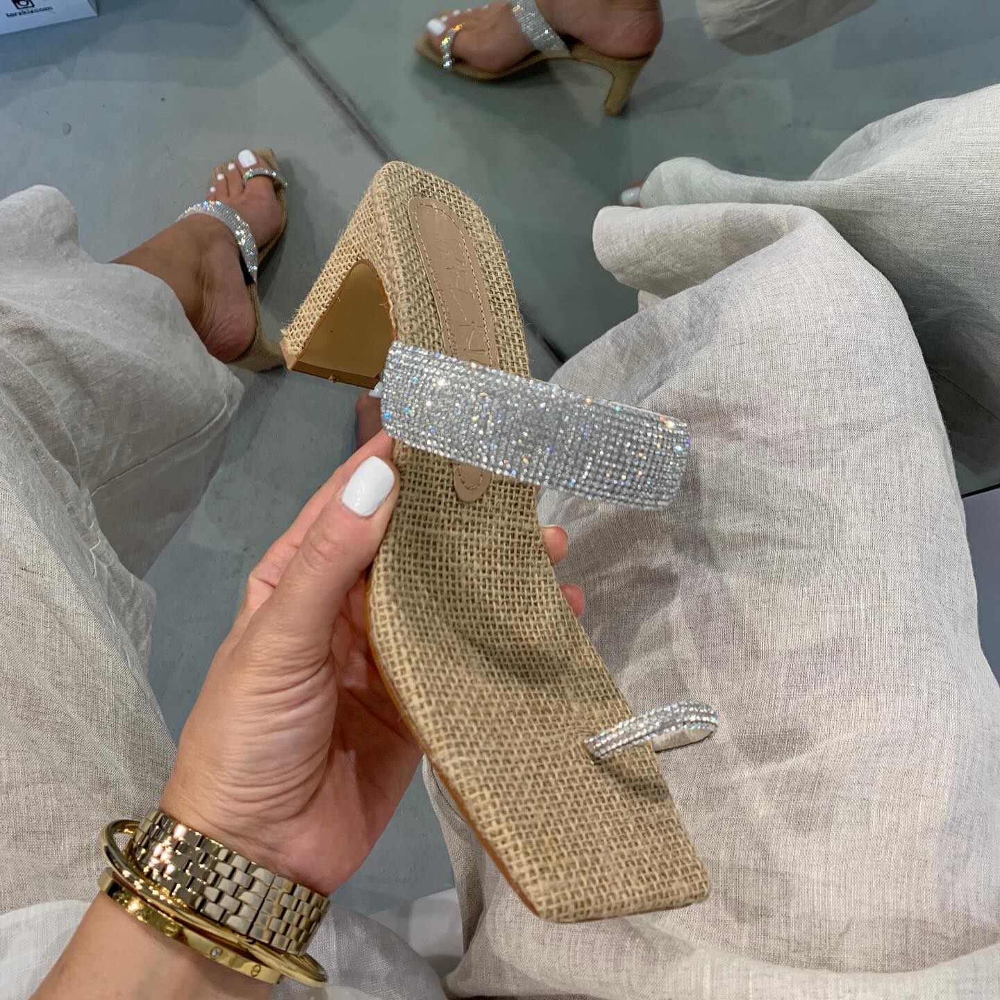 High Heel Silver Strap Sandals