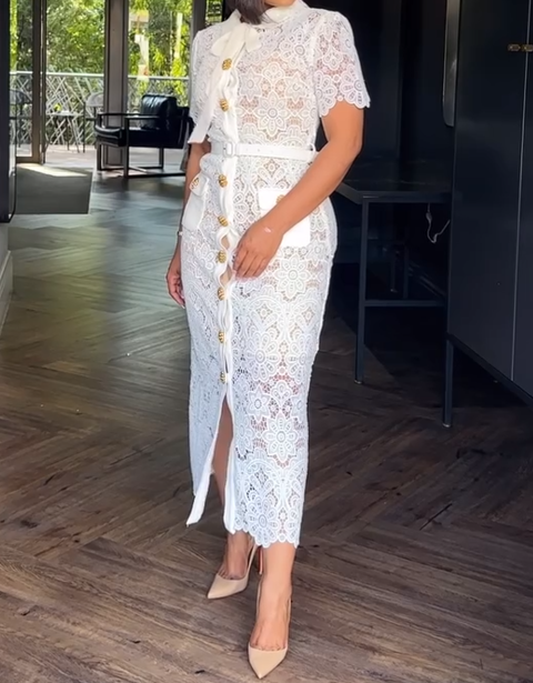 Demure Lace Midi Dress