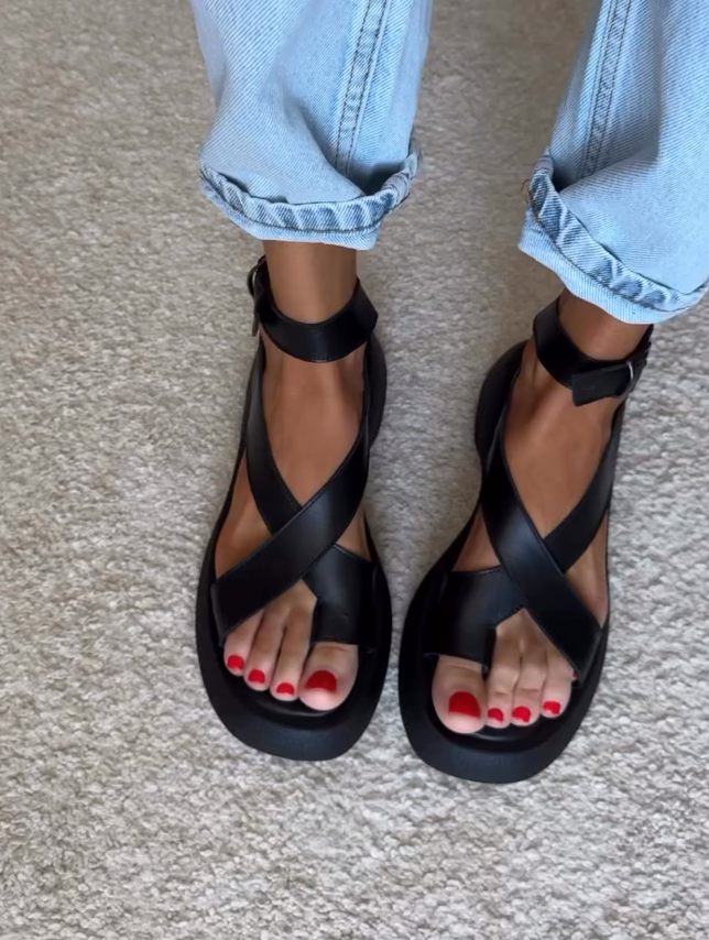 Solid Color Non-Slip Ankle Strap Casual Sandals