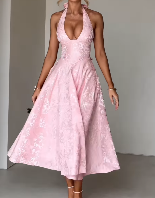 Halter Sleeveless Midi Dress