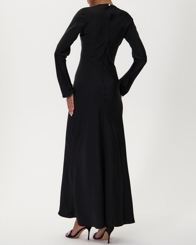 Solid Color Silk Maxi Dress