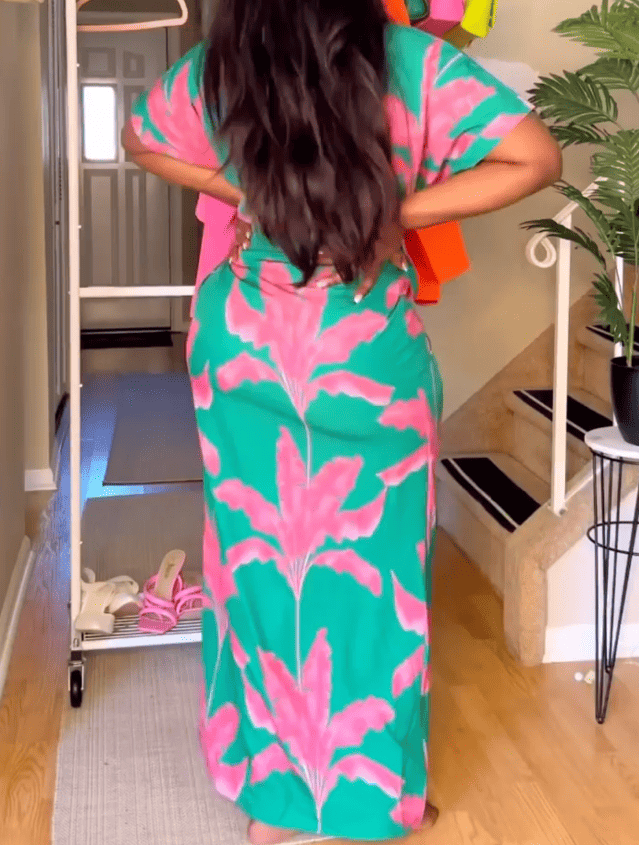 Floral Split Belted Midi Dress