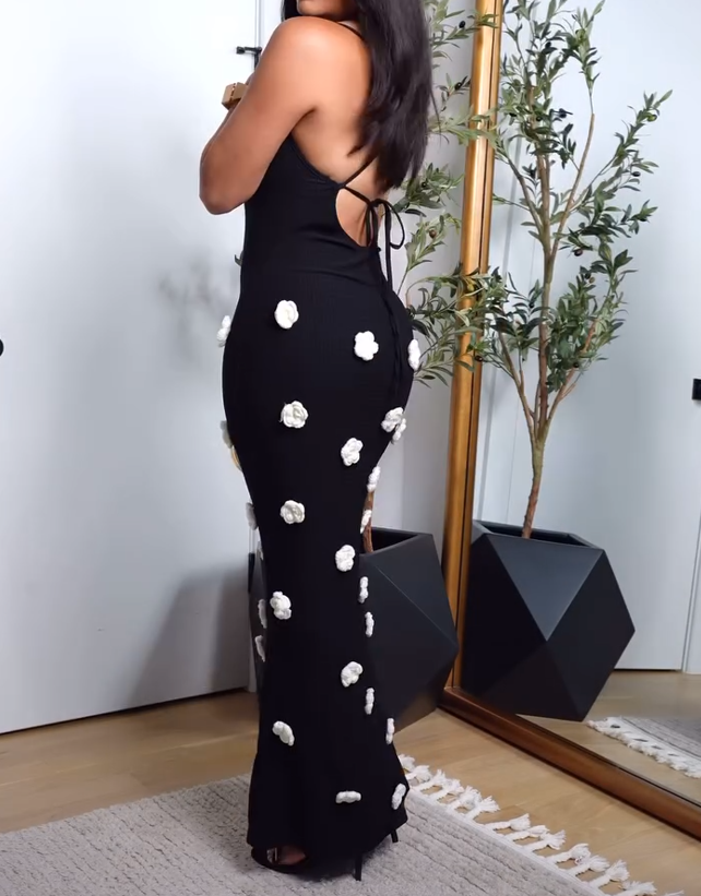 Knit Maxi Dress With Flowers