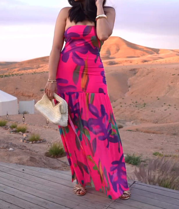 Tropical Getaway Satin Dress