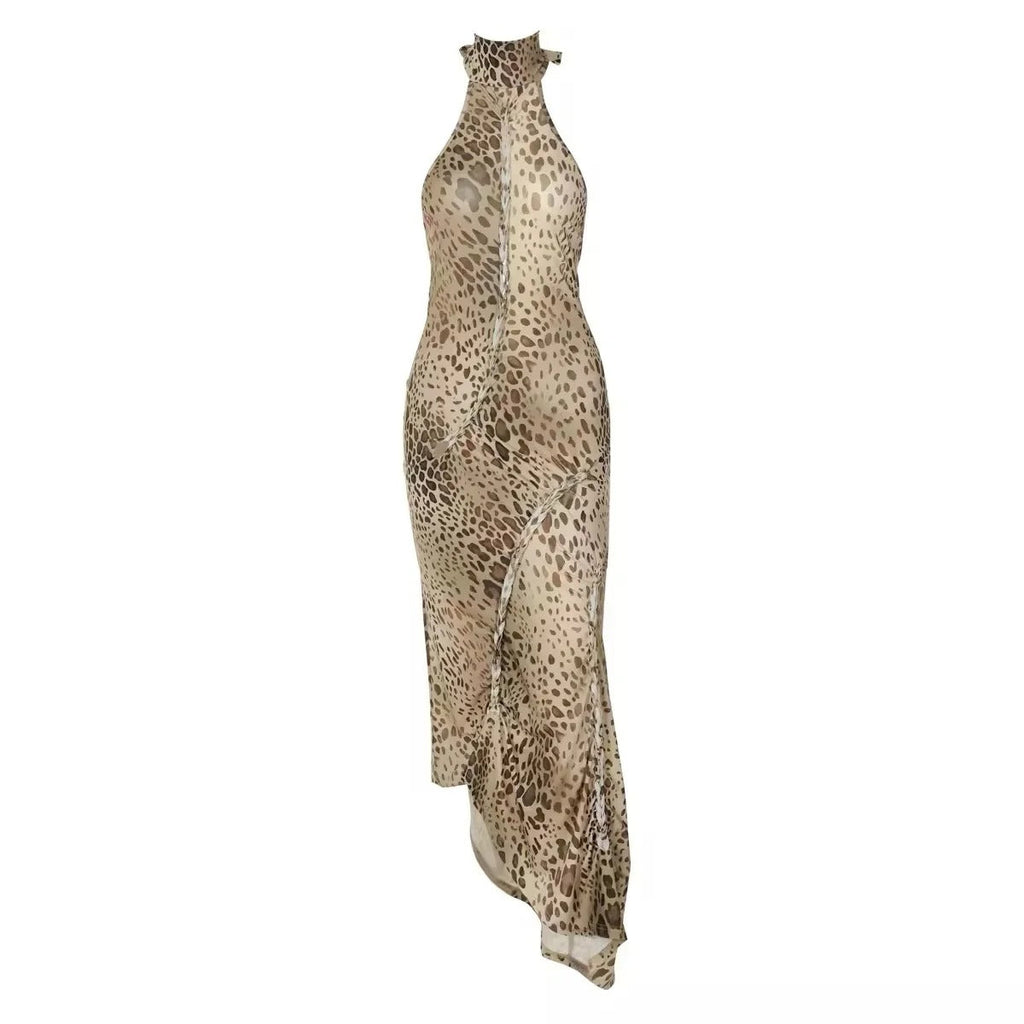 Leopard Print Irregular Party Dress