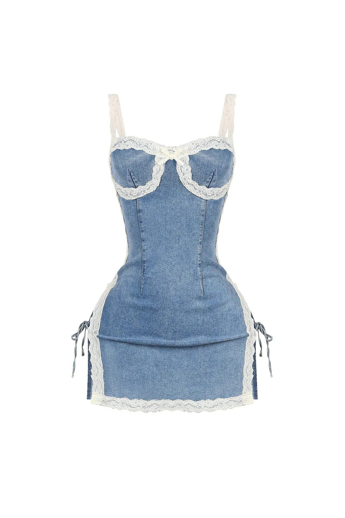 Lace Denim Mini Dress